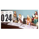 Bradford Exchange Thomas Kinkade Hawthorne Village Nativity "Star of Hope" Collection: 4 Characters - Tending the Flock (E3512), Humle Offering (E3512), Angel of Prayer (E6616), & Song of Praise Music