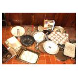 Variety of Baking pans: Cookie sheets, Cake pans, Pizza Pans, muffin pans, Loaf Pans, Bunt Pans cooling racks, steamers etc.