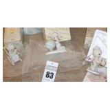 Precious Moments Porcelain Items:  3 - "May Your World be Trimmed in Joy" 1991, "Love Never Leaves a Mother