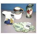 Variety of Handmade Ceramic Items:  2 Pitchers, vase, Platters etc.