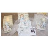 Precious Moments Porcelain Items: 3 - "Loving in Sharing" 1979, "You are Always There For Me" 1995, & "Nothing Can Dampen the Spirit of Caring" 1993 - In original Box