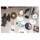 2 Ceramic/Porcelain Glass Domes Clocks, Brass Butterflies, Ash trays, Wall Items Etc.