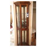 Lighted Curio/Display Cabinet (72"x21"x9")  - Upper & Lower Glass Doors, 4 Glass Shelves, & Mirrored Back