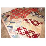 3 Antique Hand Made Quilts (some wear) - Pieced Quilt (73"x66"), Squares (65"x74") & Circle/Squares (58"x66")
