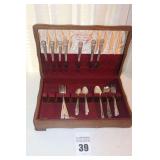 Vintage 1847 Rogers Brother "Eternally Yours" Silverplate Flatware in Wood Box