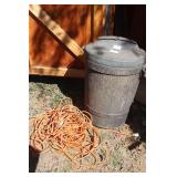 Large Garbage Can & Variety of Extension Cords