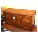 Vintage Wood Side Board Buffett with 4 Drawers, 2 Doors with inside storage    32"x58"x20"                            **Matching Lots #247, 249, & 250