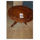 Unique Solid Wood Table with Thai Treasures - Handmade in Thailand - Carded Top and unique intwined legs   18"x20"x20"                          **Matching Lots #296 & 297