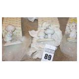 Precious Moments Porcelain Items: 3 - "February" 1987, "A Reflection of His Love" 1990, & "Mom You Always Make Our House and Home" 1997 - All In Original Boxes
