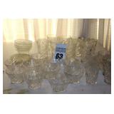 Anchor Hocking "Oatmeal Glass" Bowls, Tumblers: 8 Tumblers 6 juice glasses, 4 plates, 4 bowls, 10 small bowls