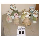 7 Antique Porcelain & Lace Lady Figurines