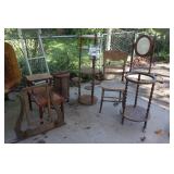 Variety of wood items: Mirror Frame, Shelves, Chair, Glass Front Display cabinet - some need restoration