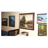 Variety of Hand painted wall art Pieces - 5 total all framed
