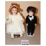 2 Vintage Porcelain Doll on Stand - Groom "Dollmascot" & Bride Geppeddo numbered 1466/2610