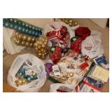 Variety of Christmas Balls, & decorative item (cards new in box), balls, wrapping - several still in packaging