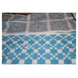 2 Handmade Quilts:  Stars Pattern 94"x74"  & Blue Squares 93"x80"