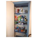 Variety of cleaning items, brooms, Mops, and additional items                                                    **Buyer needs to bring boxes to remove all items in closet