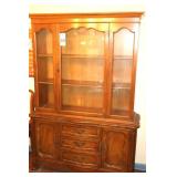 Vintage Wood China Cabinet/Hutch With front Glass Doors, I drawer & 3 doors at bottom with inside storage    70"x48"x16"                  **Matches lots #248, 249 & 250
