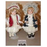 2 Kingstate Porcelain Collector Victorian Doll on Stands