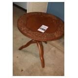 Unique Solid Wood Table with Thai Treasures - Handmade in Thailand - Carded Top and unique intwined legs   18"x20"x20"                        **Matching Lots #297 & 298