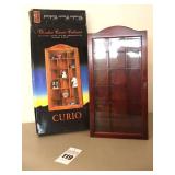 Wood Curio Cabinet (11.5"x3"X22") New in Box - oak finish & glass doors