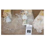 Precious Moments Porcelain Items: 3 - "Wishes for the World" 1999, "Angel We Have Heard on High" 1991, & Joy to the World Ornaments" 1996 - All in Original Boxes