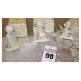 Precious Moments Porcelain Items: 3 - "It May be Greener but it is Just as Hard to Cut" 1995, "To a Very Special Mom" 1983, & "Mother Sew Dear" 1979 - All in Original Boxes