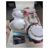 Christmas Serving Dishes, 6 Plates, 3 Large Bowls, 3 Platters