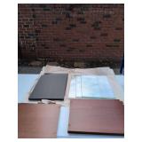 Lot of Shelves, 4 Wood, 3 Glass, 2 Black Tote Not Included, Bring Boxes