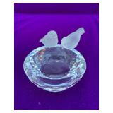 Vintage Swarovski Crystal Glass Birds Bath Figurine