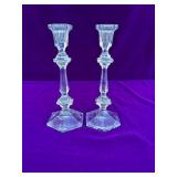 Pair of Crystal Candle Holders 10” Tall