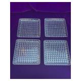 4 Square Crystal Luncheon Plates, Made in Germany