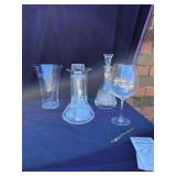 Misc Lot 2 Crystal Decanters, Large Wine Glass, Vase
