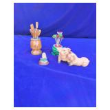 Misc Wood, Pickel Forks in Holder, Watermelon Toothpicks Holder, Small Owl from Scotland, Resin Pigs