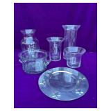 Glass Vases, Mexican Glass Bowland Holland Boone Pewter Plate with Stars