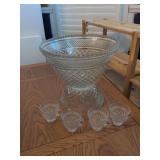 Anchor Hocking Wexford Punch Bowl Set, 2 Bowls, 19 Cups