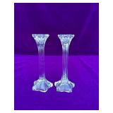 Pair of Mikasa Petals Crystal Candle Holders 5 1/2” Tall