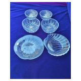 5 Crystal Bowls, Mikasa, Nachtmann Germany, 1 Plate Boda Sweden
