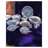 Redware Pottery 5 Plates, 1 Cup, 2 Bowls w/Handles 5 Small Plates, Made in Portugal