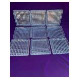 9 Square Crystal Luncheon Plates, Made in Germany