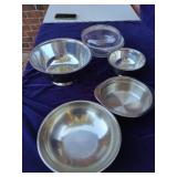 4 Misc Metal Bowls 2 With Inserts, Pyrex Covered Dish