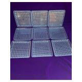 9 Square Crystal Luncheon Plates, Made in Germany