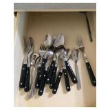 Flatware Set with Black Handles