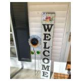 Welcome Sign and Metal Sunflower Yard Stake