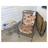 Outdoor Metal Plant Stand and Patio Chair and Folding Lounge Chair