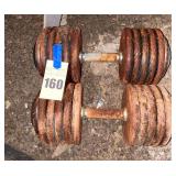 Pair of Adjustable Weight Dumbbells 115lbs