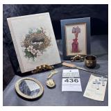 Pictures on Picture Holder, Antique Mirror, Letter Openner, Crosses