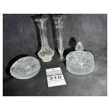 Crystal / Glass Vases, Egg & Trinket Dish with Lid