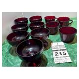 Anchor Hocking Royal Ruby Red Dessert Dishes (7) & Cups (4)