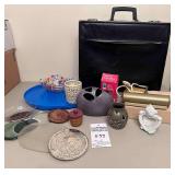 Misc Lot - Computer bag, Piano Light, Picture Frame, Serving Trays, Pottery,